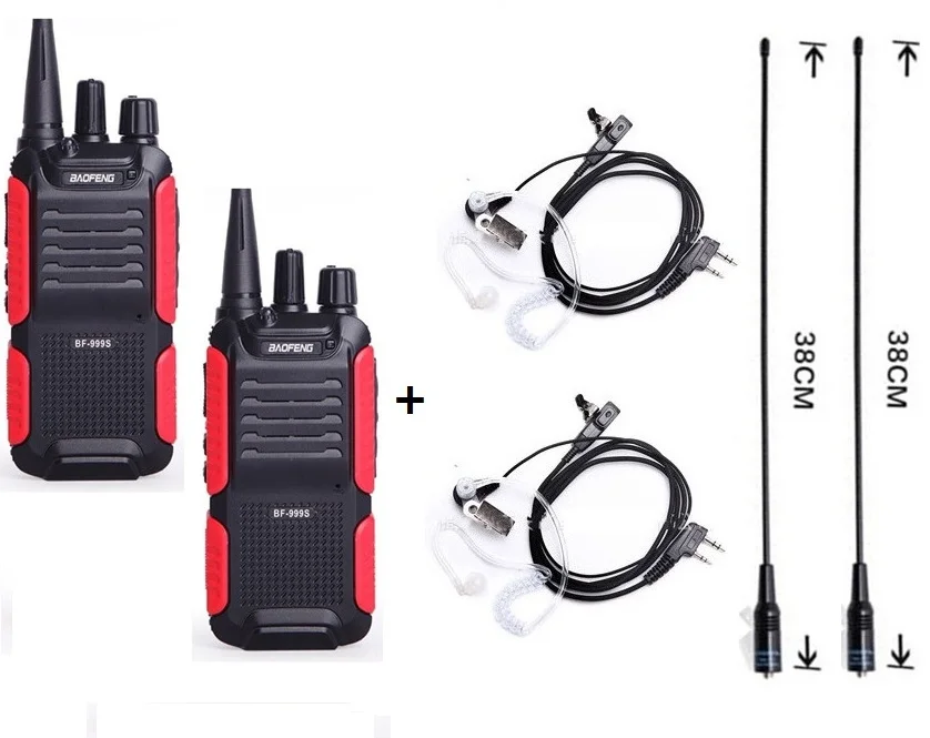 add earpiece antenna 2 шт BAOFENG BF-999S PLUS портативная рация UHF 400-470MHz с длительным временем ожидания CB радиостанция PTT portofoon обновленная BF-888S - Цвет: add earpiece antenna