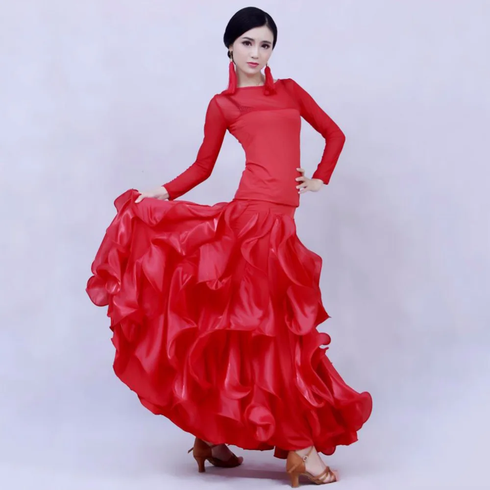 Free Shipping 2018 Lady Ballroom Dancing Skirt More Size Pretty Glossary Fortrajes De Flamenca Female Fluorescent Clothing 5079 |