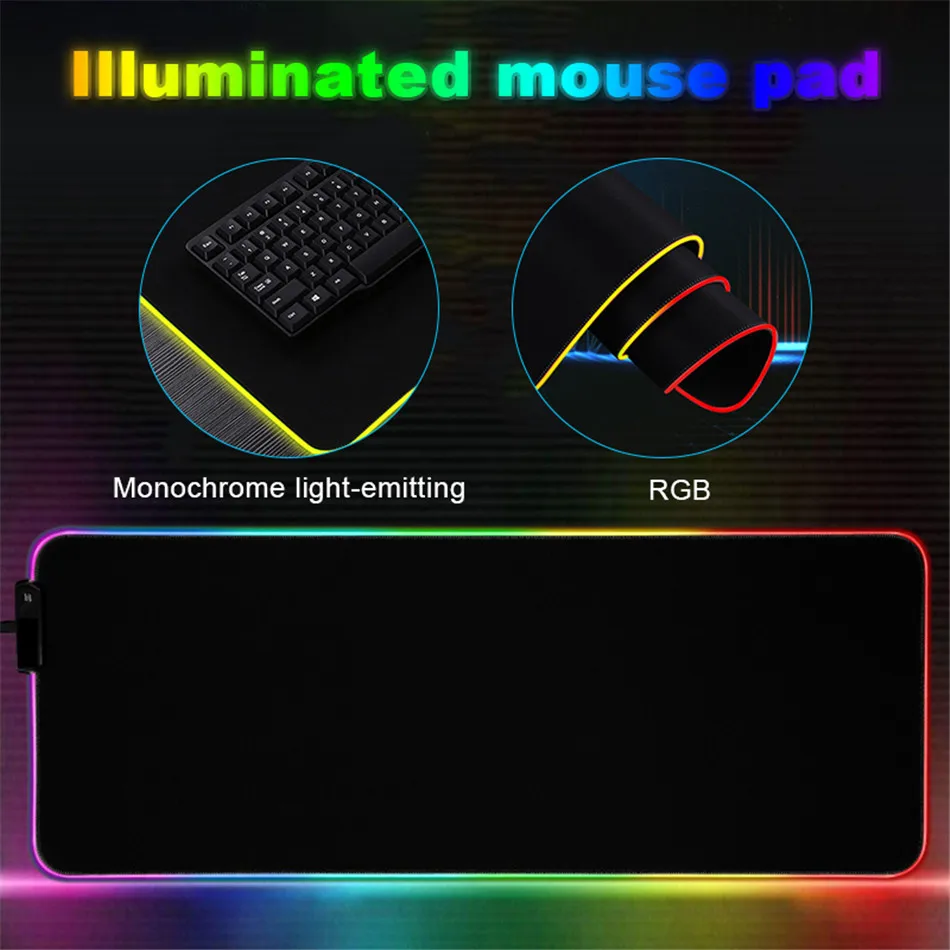 80*30 см игровой коврик для мыши геймер резиновый RGB свет подсвеченные мышки