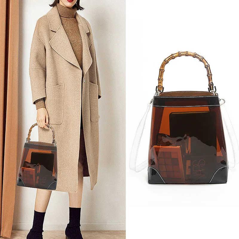 

High Quality Bag Jelly Transparent Bag Crossbody Shoulder Messenger Bags For Women 2019 Bamboo Handles For Bags Handbag