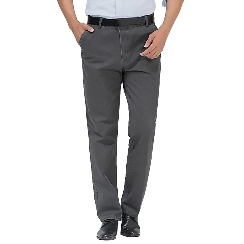 SHUJIN PuimentiuaAutumn Solid Loose Straight Men's Casual Pants Long Trousers Waist Pants Men Plus Size Cotton pantolon erkek