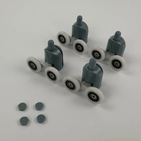 4pcs lower part Цинковый сплав двойной Душ дверной ролик колесико бегун/шкивы/Ролики/колеса подшипник диаметр 19 мм/20 мм/23 мм/25 мм/27 мм - Цвет: 4pcs lower part