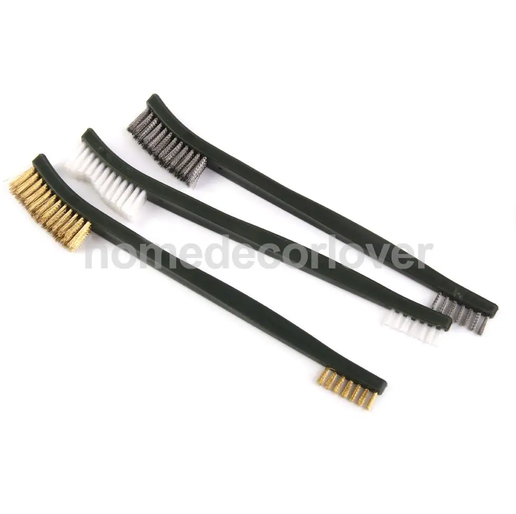

3x Wire Brush Set Welding Garage Cleaner Brass Stainless Nylon Cleaning Tool