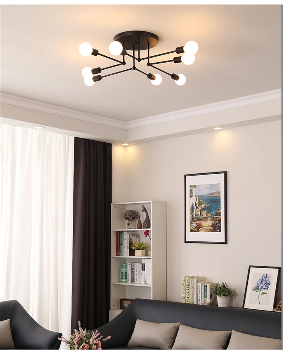 Современные потолочные светильники Lustre Luminaria E27 потолочный светильник Лофт железная клетка светильники Abajur Домашнее освещение Plafonnier для гостиной
