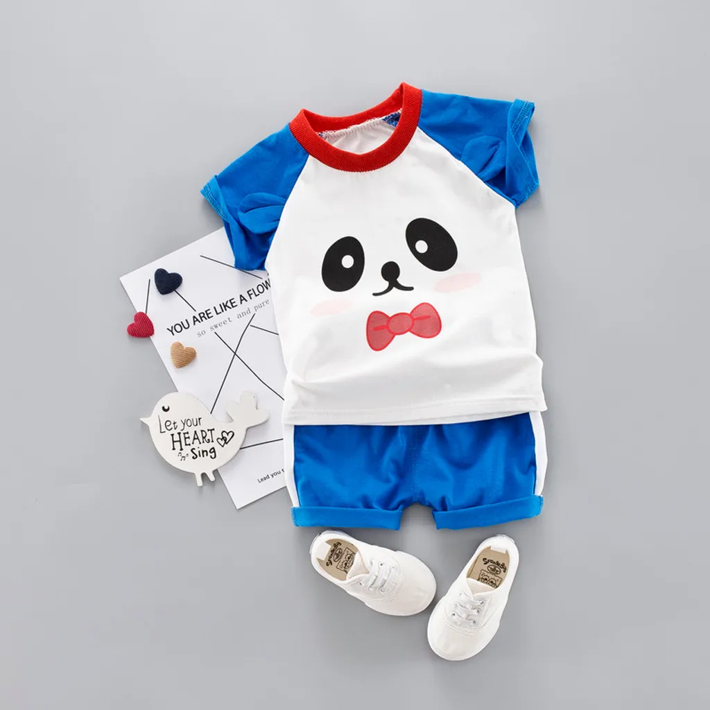 Одежда для маленьких мальчиков и девочек футболка с короткими рукавами принтом