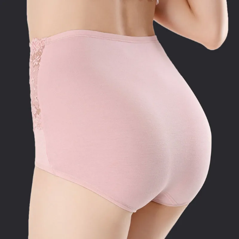 4 шт./лот женские эластичные трусы однотонные кружевные трусы-плавки с высокой