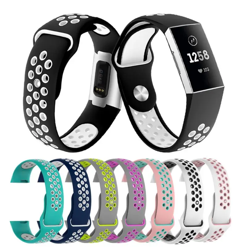 Двухтонный силиконовый ремешок для часов Fitbit Charge 3 Сменный ремень браслет