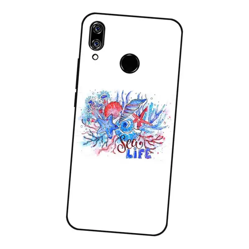 N380 Морская жизнь Черный силиконовый чехол для Huawei NOVA 2 2i 2S 3 3e 3i 4 4e Enjoy 8 Plus |