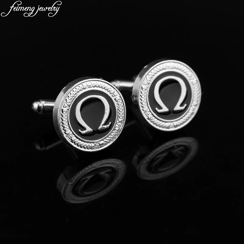 Запонки в виде подковы с эмалью для мужчин модные круглые запонки черного цвета