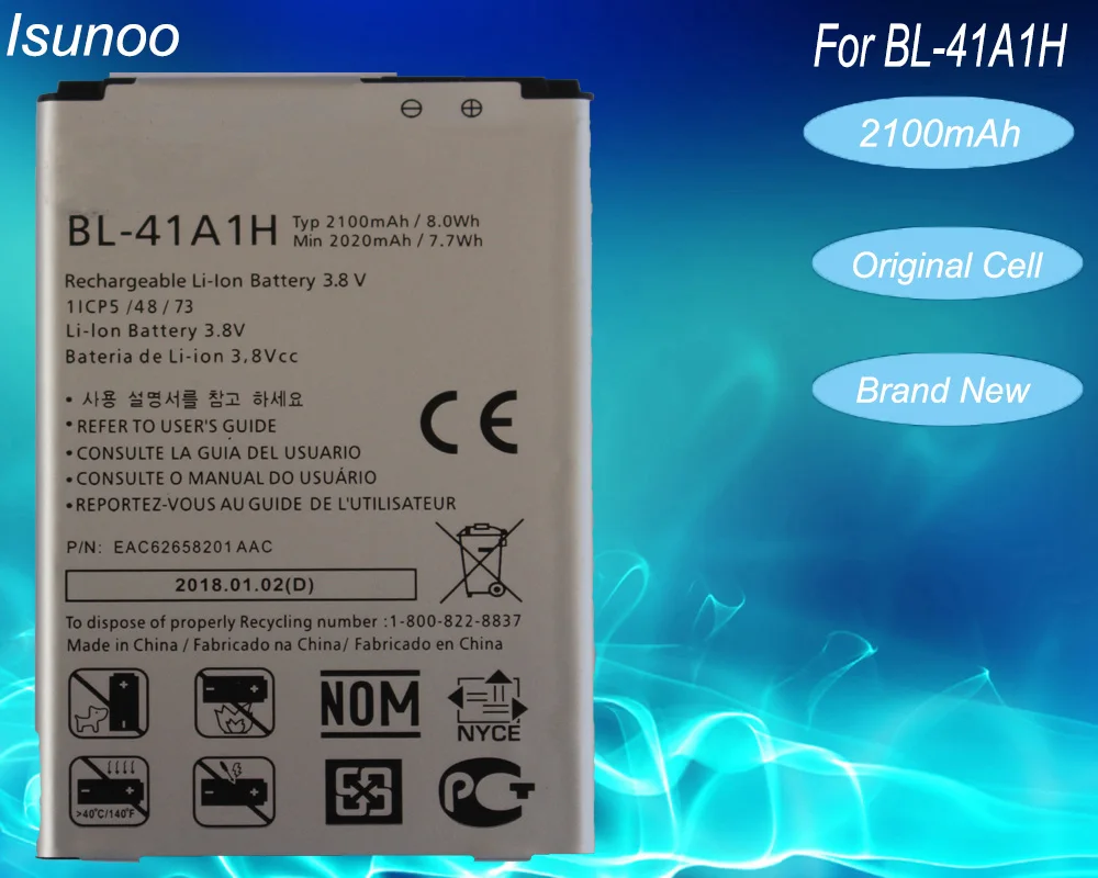 ISUNOO Сменный аккумулятор для LG Optimus F60 MS395 D390N Tribute VS810PP Transpyre LS660 BL 41A1H