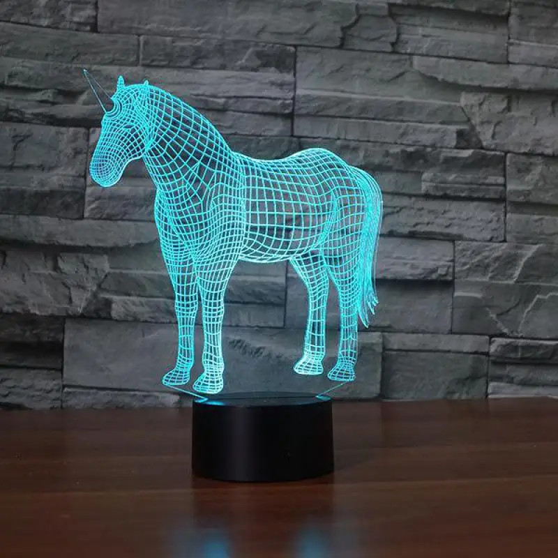 Model Acrylic Table 3d Lamp 7 color change ponies Led Nightlight Children's room decoration 3D night light | Лампы и освещение