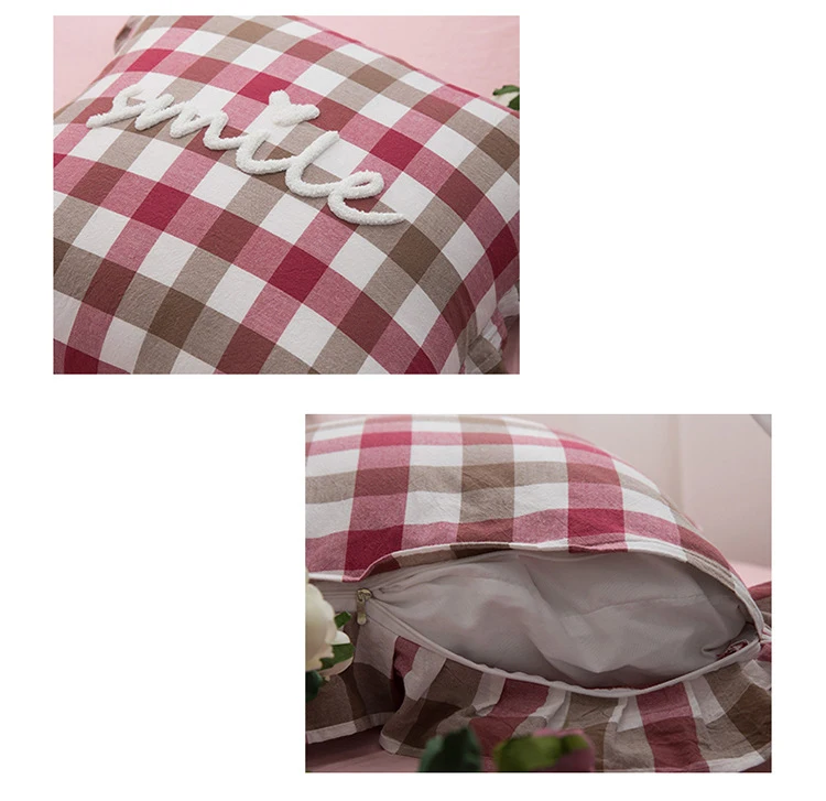 Подушка 45 см с оборками и улыбкой декоративные креативные клетчатые мягкие