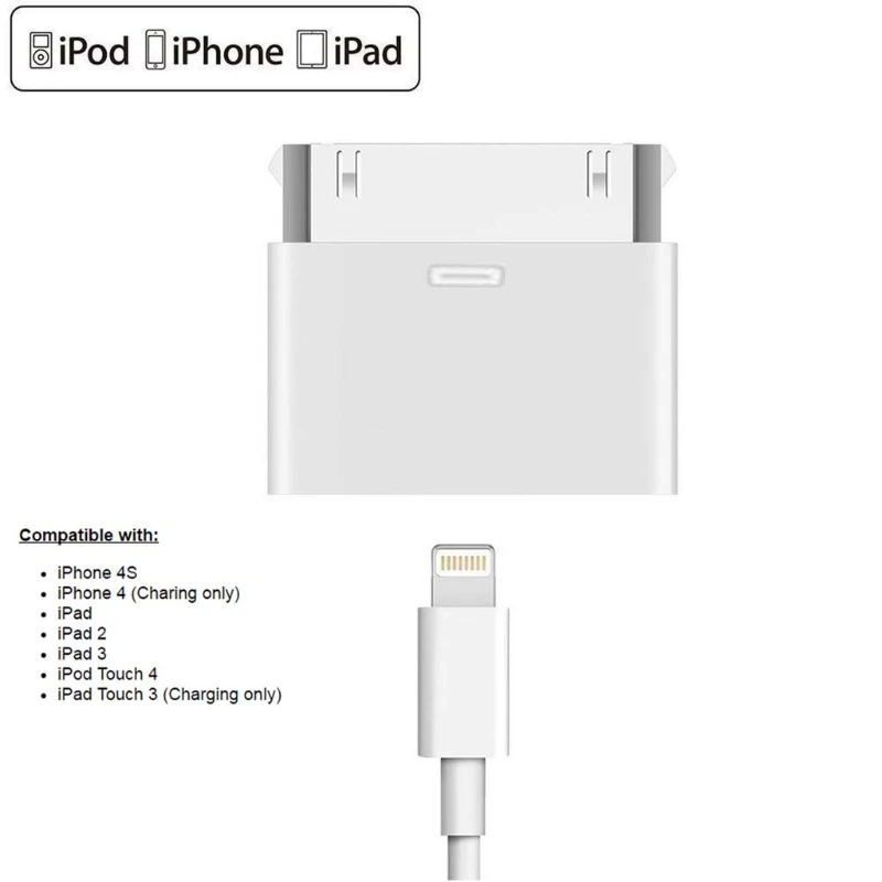 Переходник с 8 штырьков на 30 для Iphone 4 iPad 2 3 Touch3 4|Компьютерные кабели и разъемы| |
