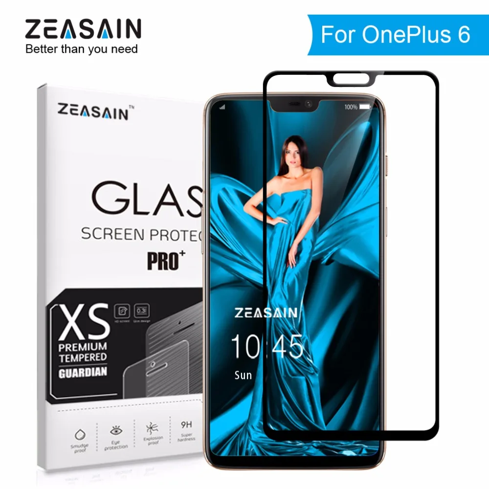 Оригинальное закаленное стекло ZEASAIN 9H с полным покрытием для OnePlus 6 One Plus OnePlus6 1 +