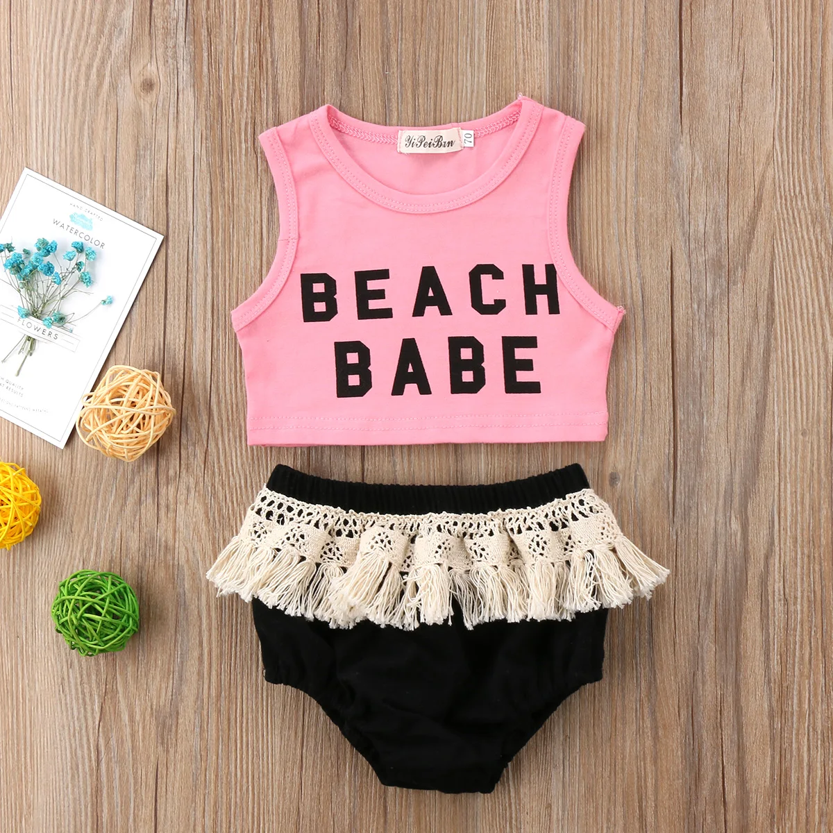 2018 милый пляжный детский розовый комплект из 2 предметов для новорожденных детей