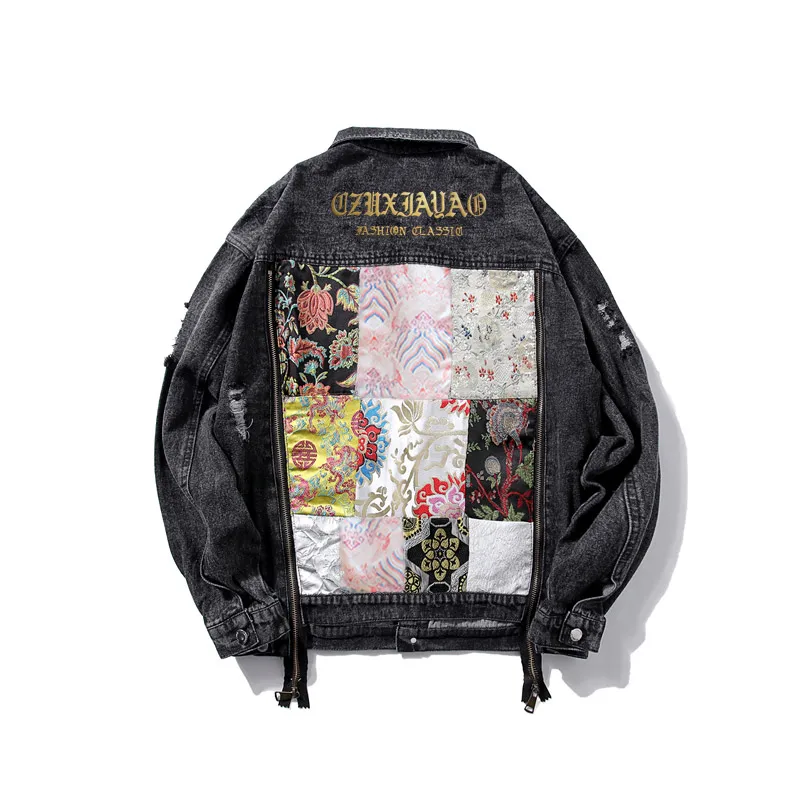 2019 Spring Denim Embroidery Jacket Women Holes Patch Designs BF Style Jackets Spliced Jean | Женская одежда