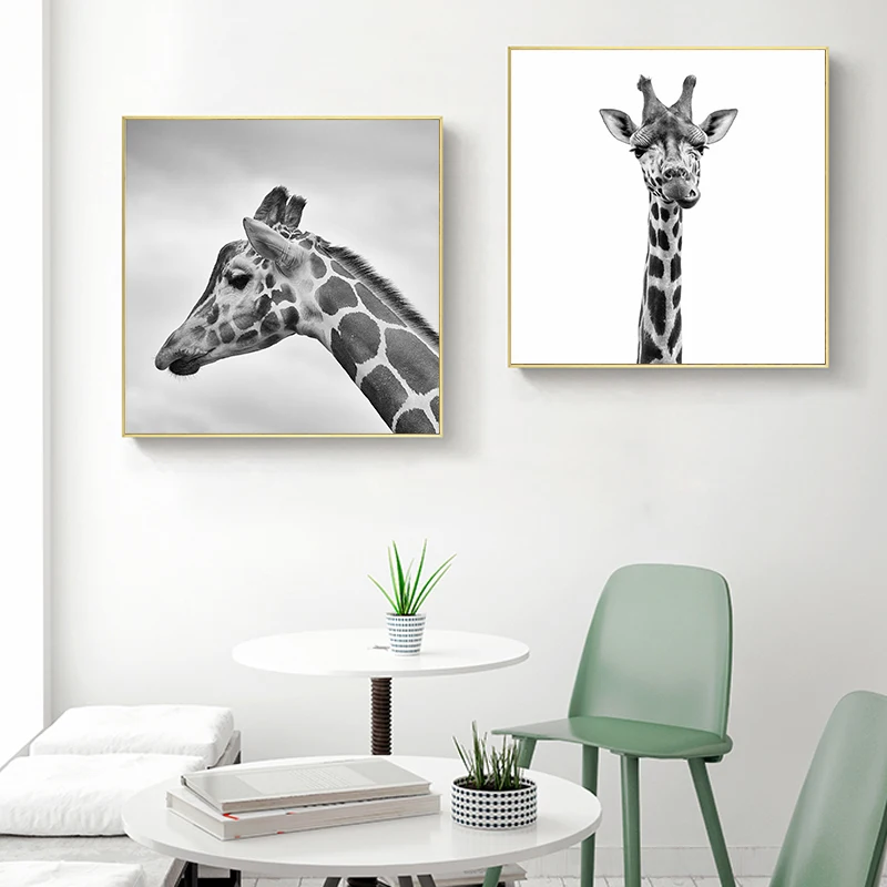 

HD Nordic Style Giraffe Black n White Canvas Posters Print Modern Wall Art Pictures For Living Room Bedroom Dinning Room Studio