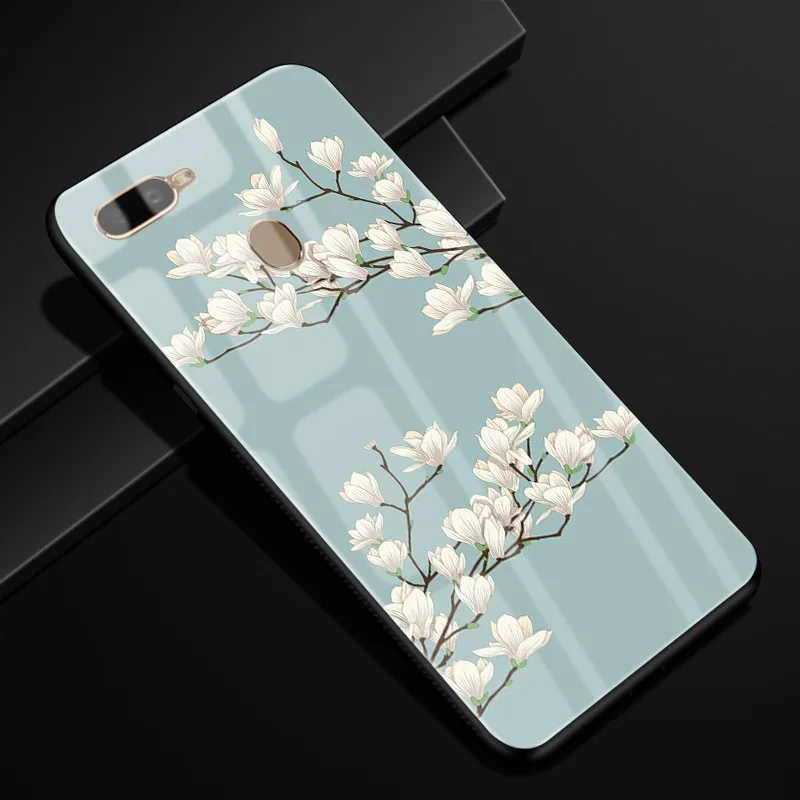 18 Для OPPO A7 чехол 6,2 ''стеклянный силиконовый бампер+ Жесткий PC стекло задняя крышка для OPPO AX7 CPH1901 CPH 1901 OPPOA7 AX 7 A 7 чехол для телефона s - Цвет: 18