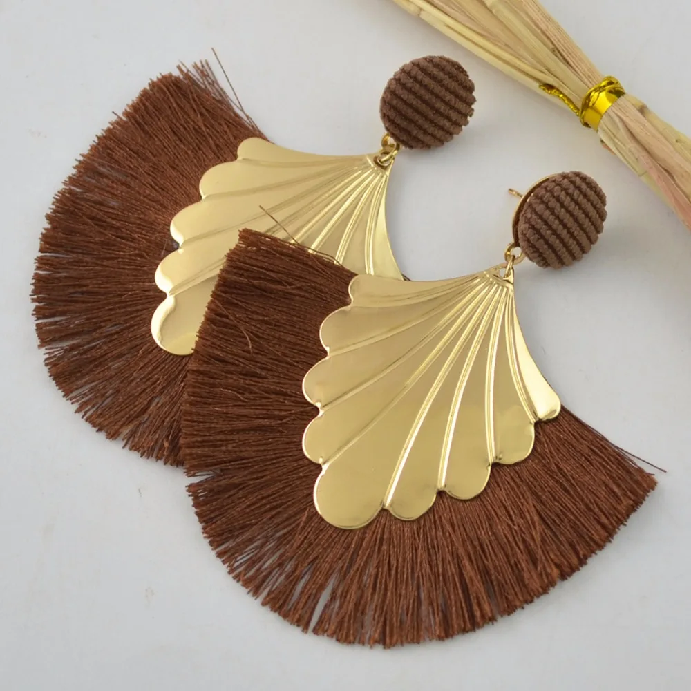 2018 новые модные висячие серьги в форме веера из сплава на пуговицах для женщин