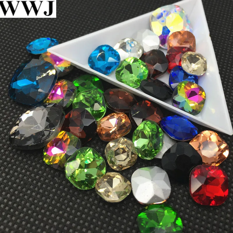 

All Sizes Colors 8mm,10mm,12mm fat square crystal fancy stone Pointed Back Glass Jewelry Beads No Holes for necklace accessory