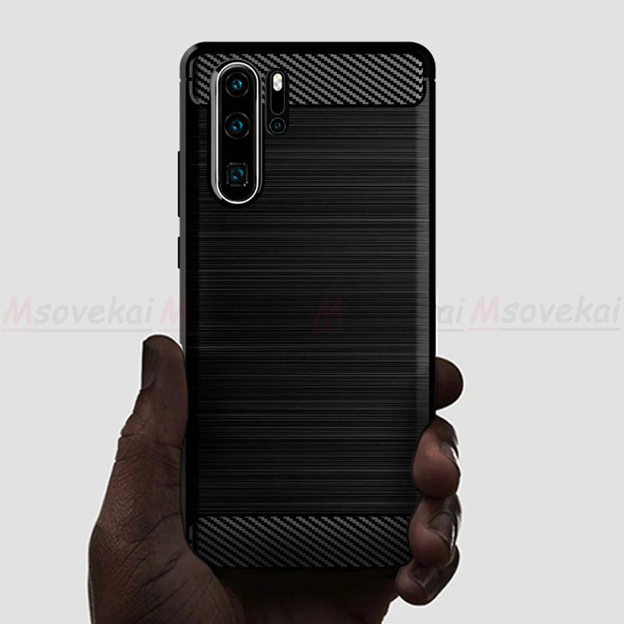 Карбоновый чехол для Huawei P30 P20 Pro Lite Nova 4e 3e силиконовый бампер Мягкий защитный из