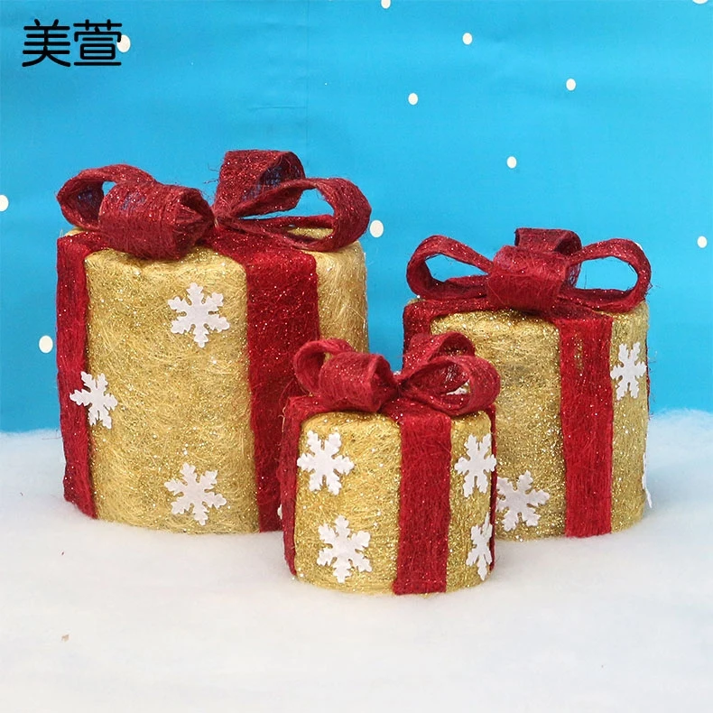 Снежинка Рождественские украшения конопли подарок круглый LED подарочной коробке