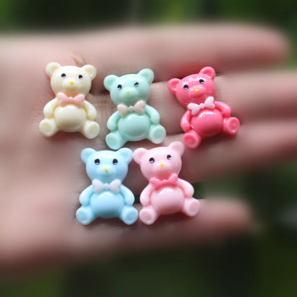 

10pcs/lot DIY resin cabochons accessories Flat back resin bear mix colors