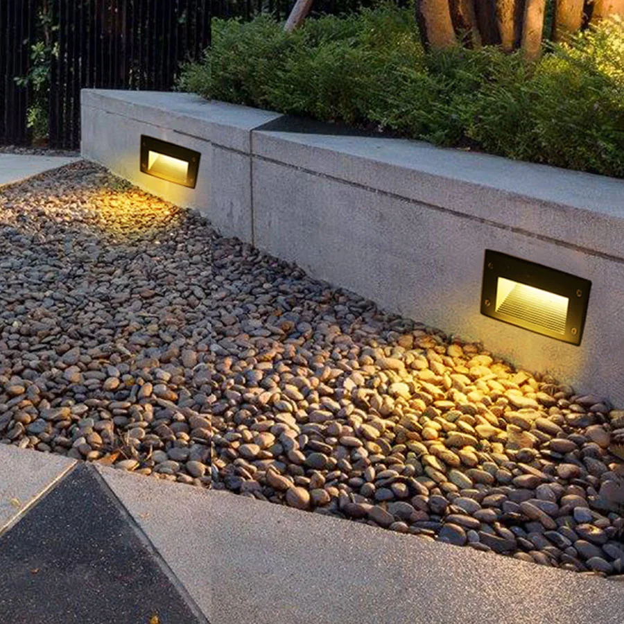 

Thrisdr 3W 5W Outdoor Waterproof Led Step Light Recessed Garden Villa Pathway Corner Wall Lamp Stairway Hallway Step Stair Light