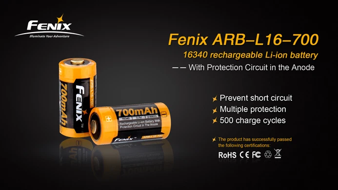 2 шт./лот Fenix ARB-L16-700 3 6 В 16340 700 мАч перезаряжаемая литий-ионная батарея с защитной