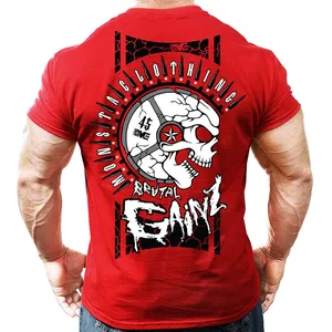 Футболка мужская хлопковая, с коротким рукавом, для бодибилдинга, фитнеса