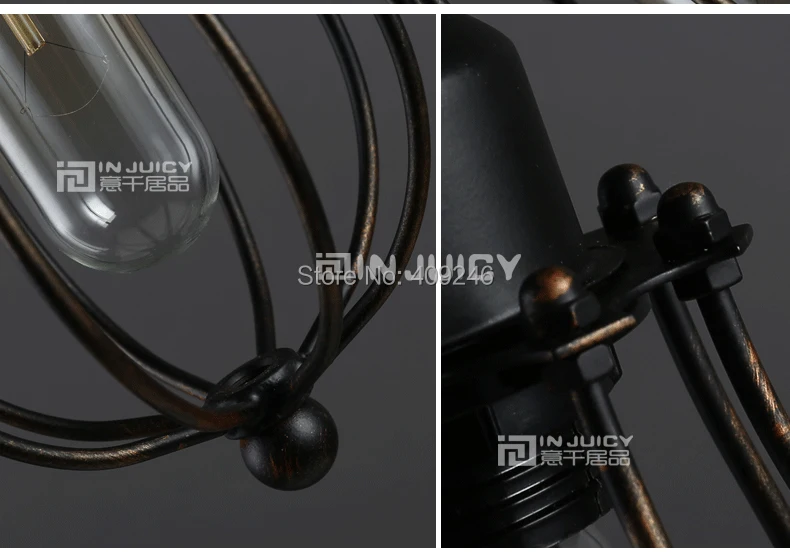 Подвесной светильник в виде клетки Эдисона промышленное освещение черного цвета