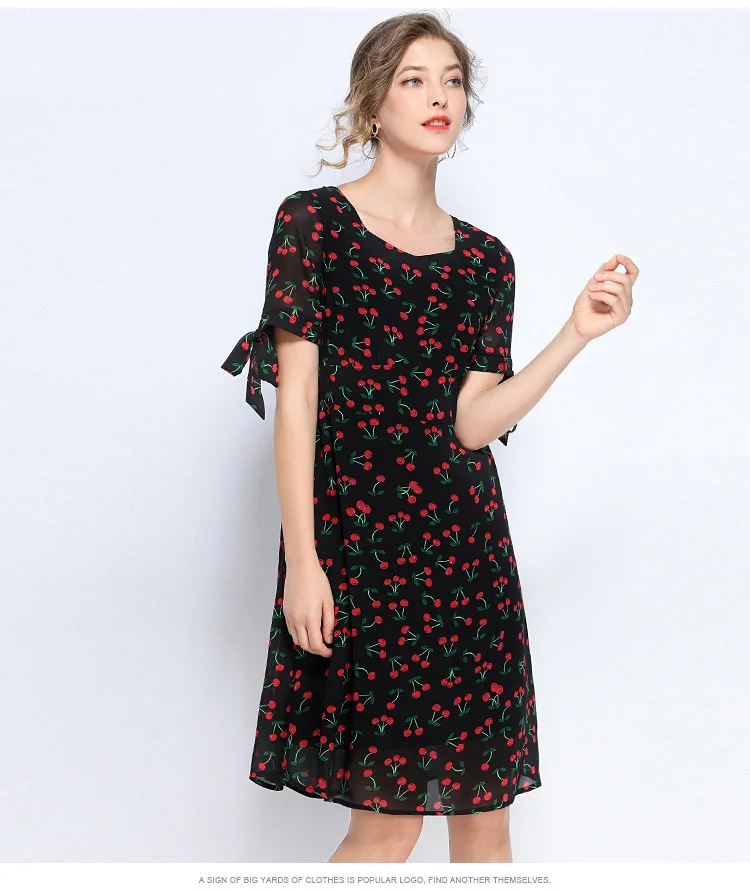 Бесплатная доставка новое летнее шифоновое платье с принтом элегантное средней