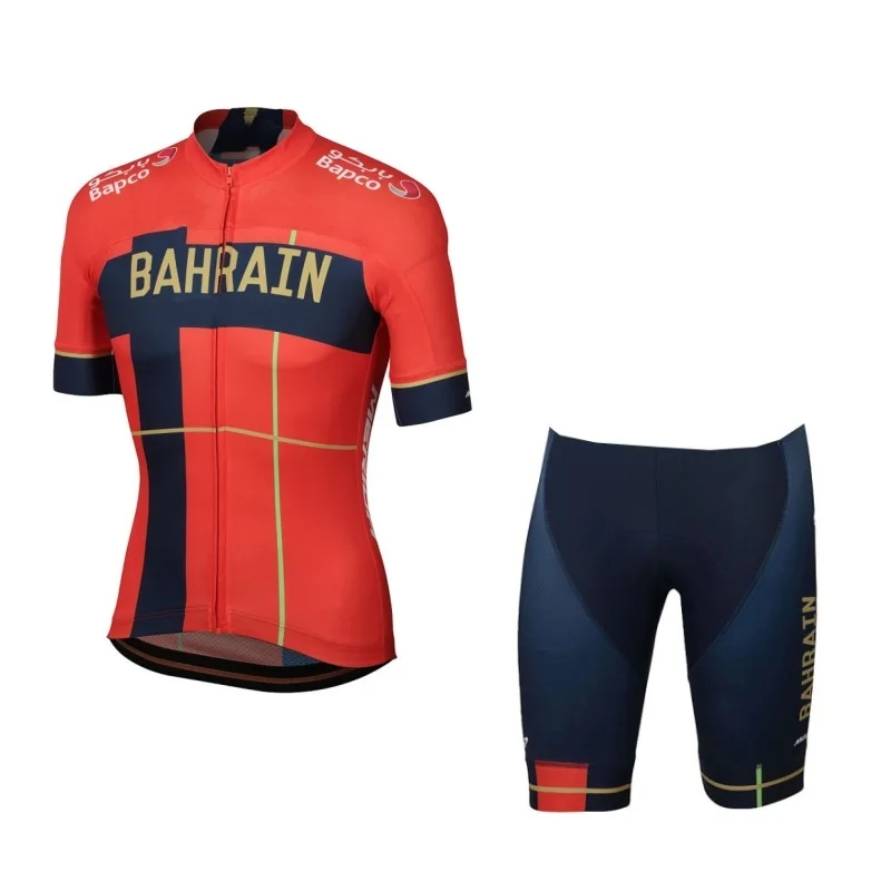 World tour pro team Бахрейн Велоспорт Джерси Набор велосипедный Майо дышащий MTB быстросохнущая велосипедная одежда Ropa ciclismo 9D гелевая подкладка - Цвет: NO BIB