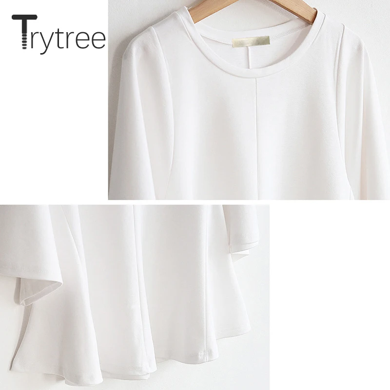 Футболка Trytree женская с круглым вырезом повседневный однотонный топ из