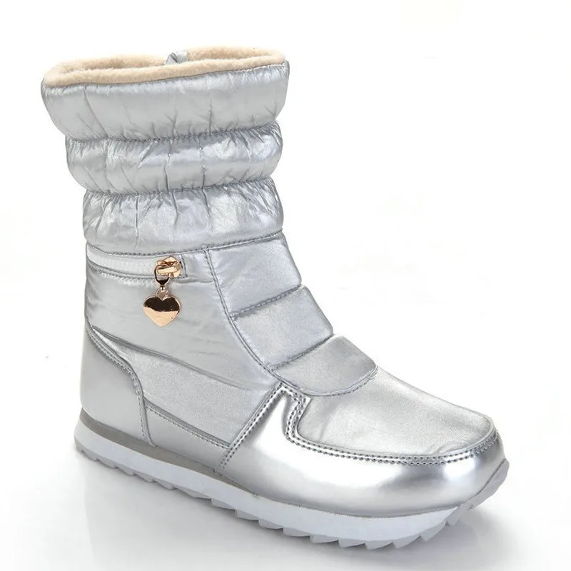 Feiyitu женская зимняя теплая Серебристая белая плоская короткая повседневная