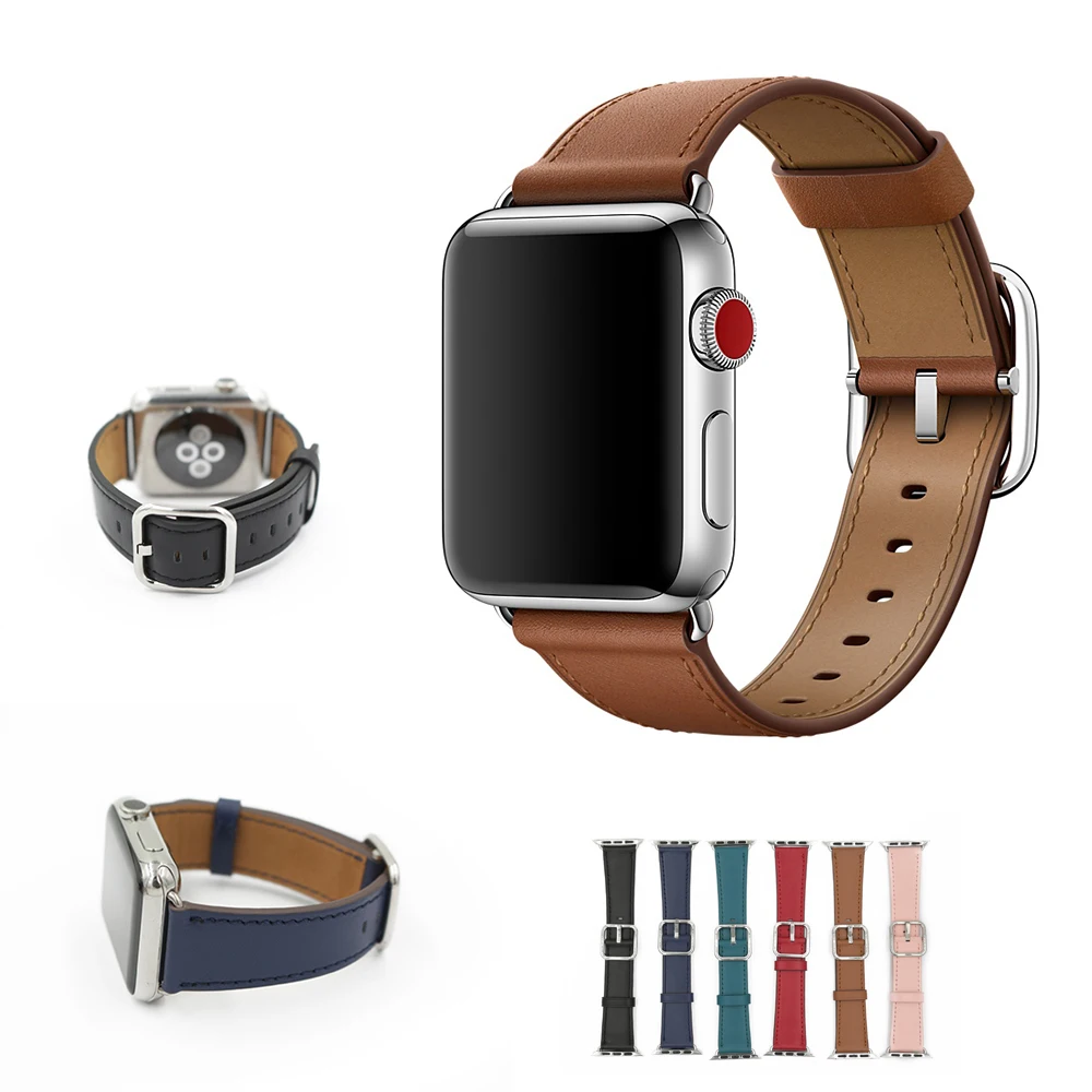 Kingburge классический ремешок с пряжкой для apple watch series 3 2 1 iwatch из телячьей кожи