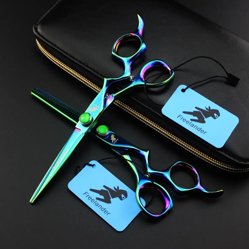 

6" hair dressing scissors Green curved handle hairdressing barber thinning scissors hairdresser japanese hair cutting shears