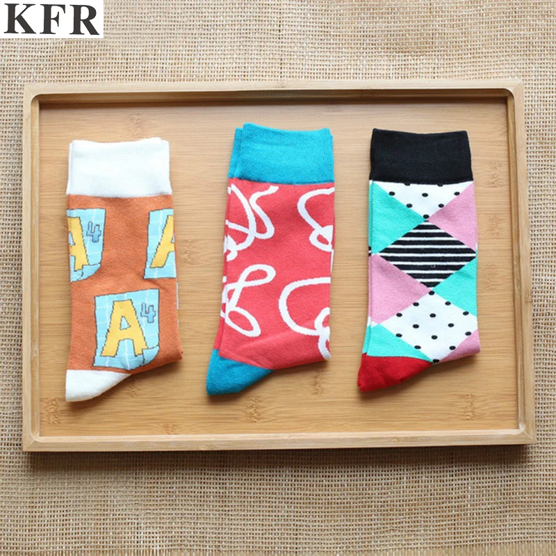 Модные мужские хлопковые носки с рисунком happy socks Дизайнерские повседневные harajuku