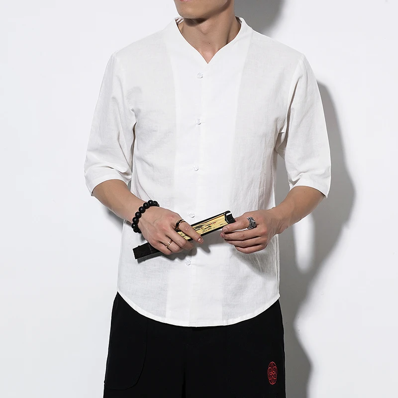 FUODRAO летняя хлопковая льняная рубашка Мужская дышащая уличная Camisa Masculina в