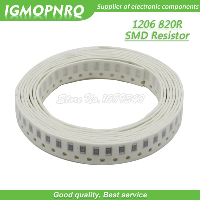 

100PCS 1206 SMD Resistor 1% resistance 820 ohm chip resistor 0.25W 1/4W 820R 821 IGMOPNRQ