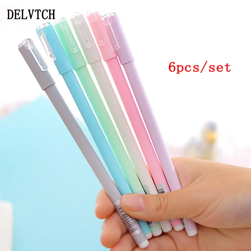 DELVTCH 6 шт./лот гелевая ручка 0 5 мм простой стиль искусственная подходит для