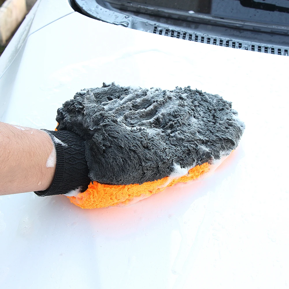 1 шт. Коралловая флисовая перчатка для мытья машины Чистящая рукавица короткая