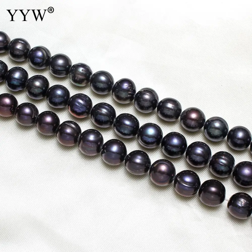 

11-12mm White Round Freshwater Pearl Beads Punch Loose Beads 15.5" For DIY Women Elegant Necklace Bracelet Jewelry Making