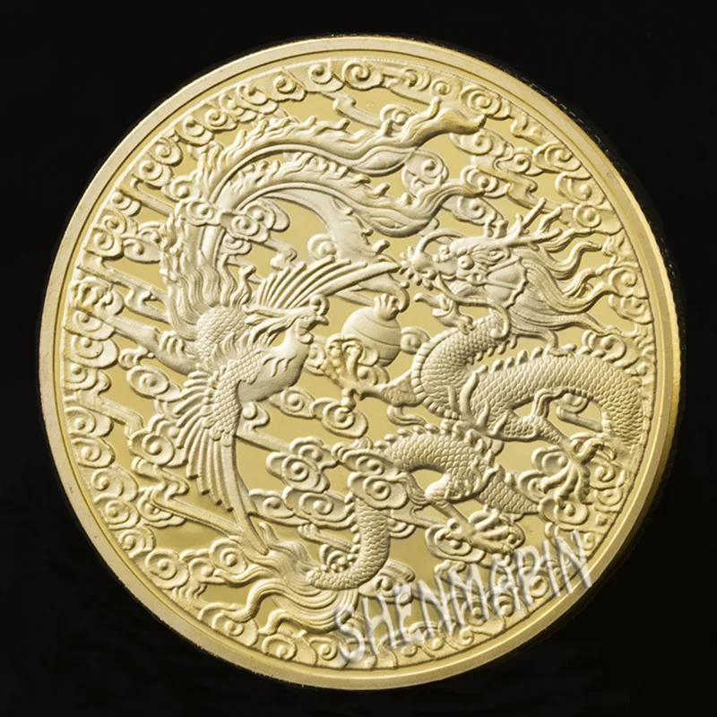Китайские сокровища Longfeng Chengxiang памятная монета Зодиак монеты с животными коллекционные вещи китайская культура искусство дракон феникс монета