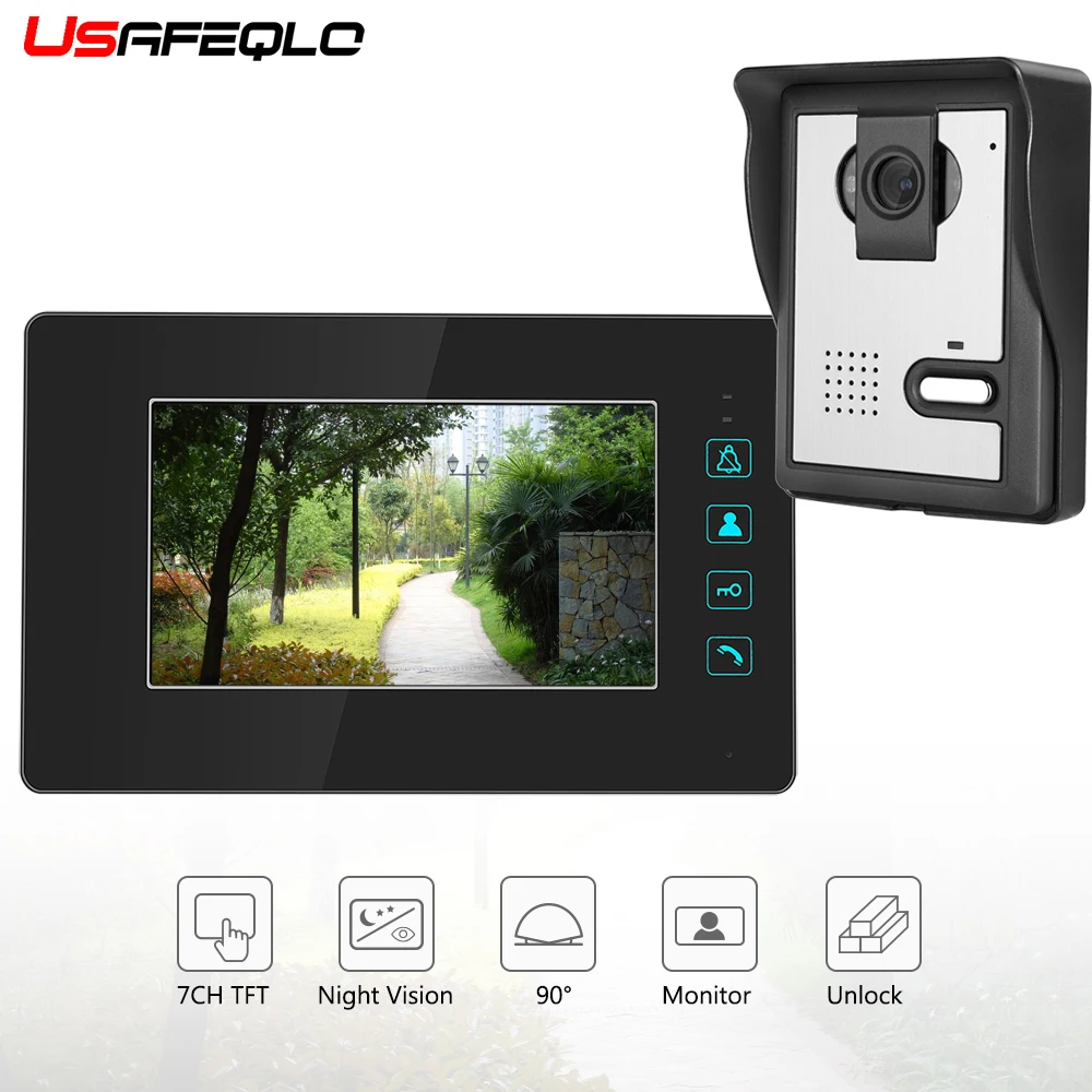 USAFEQLO 7 ''TFT lcd проводной видео телефон двери визуальный видеодомофон спикерфон