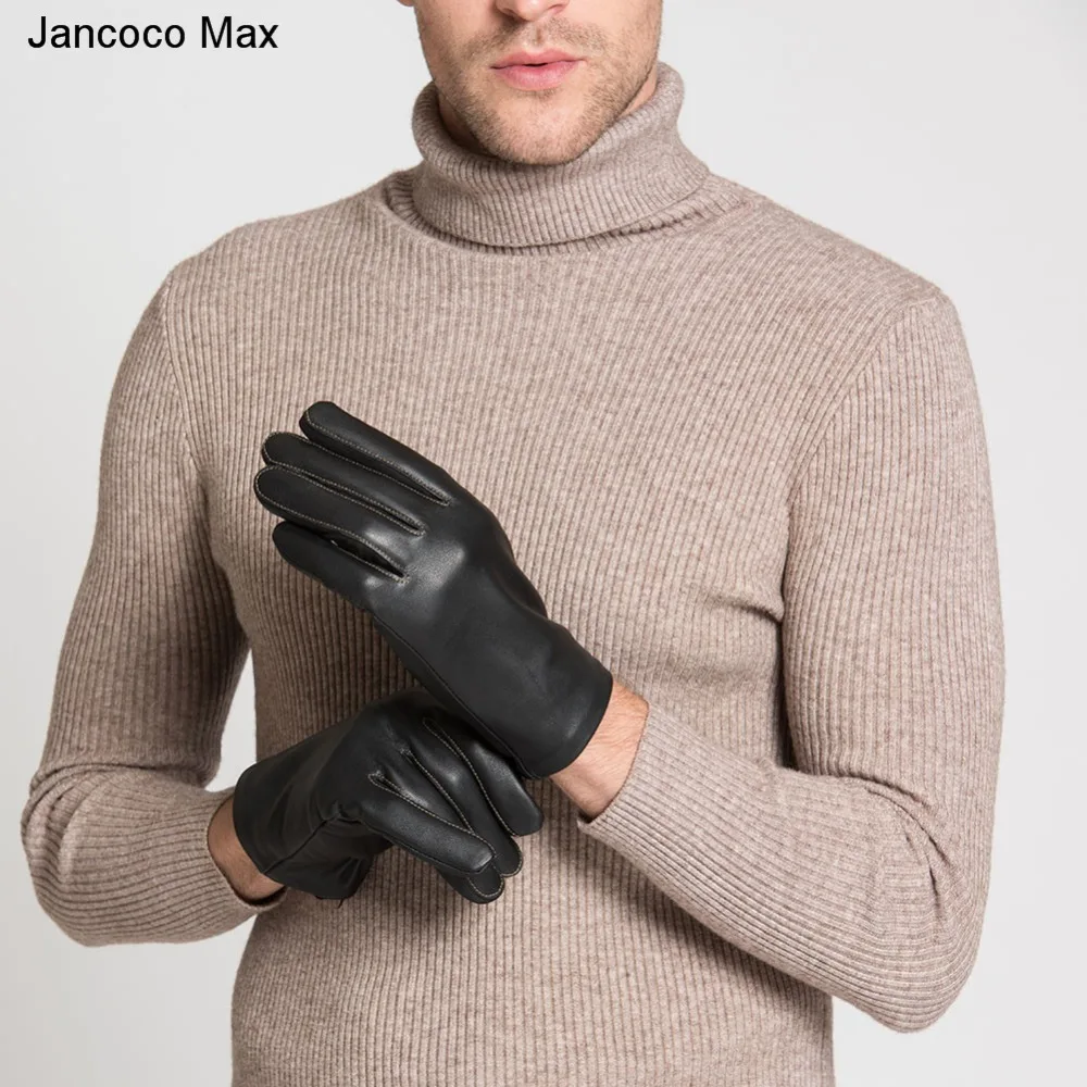 Jancoco Max, черные и коричневые, новинка, натуральная овчина, кожаные перчатки, зимние, теплые, бренд, для вождения, варежки для мужчин, S2058