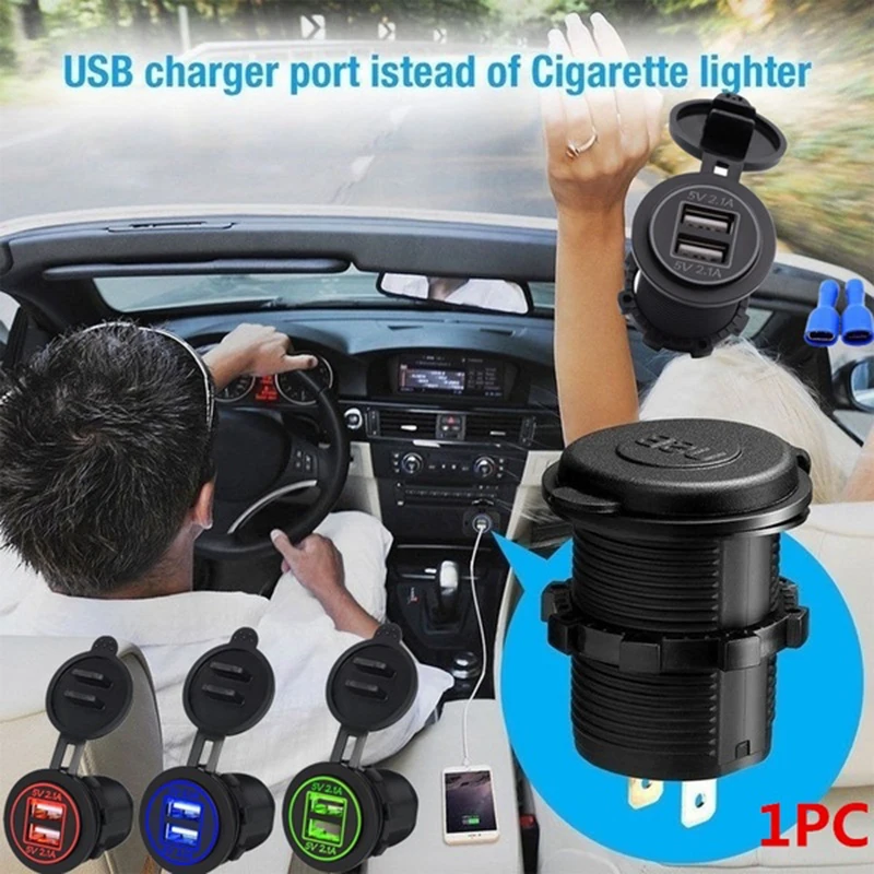 Двойной USB прикуриватель 2 порта ЖК дисплей быстрое автомобильное зарядное