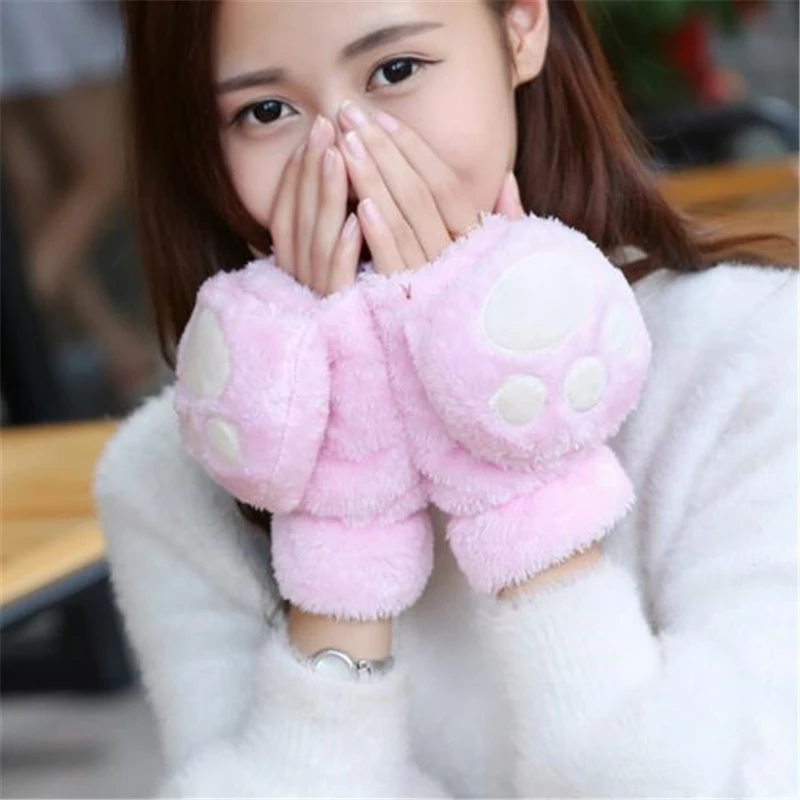 Аниме осень и зима толстые теплые полупальчиковые милые женские плюшевые