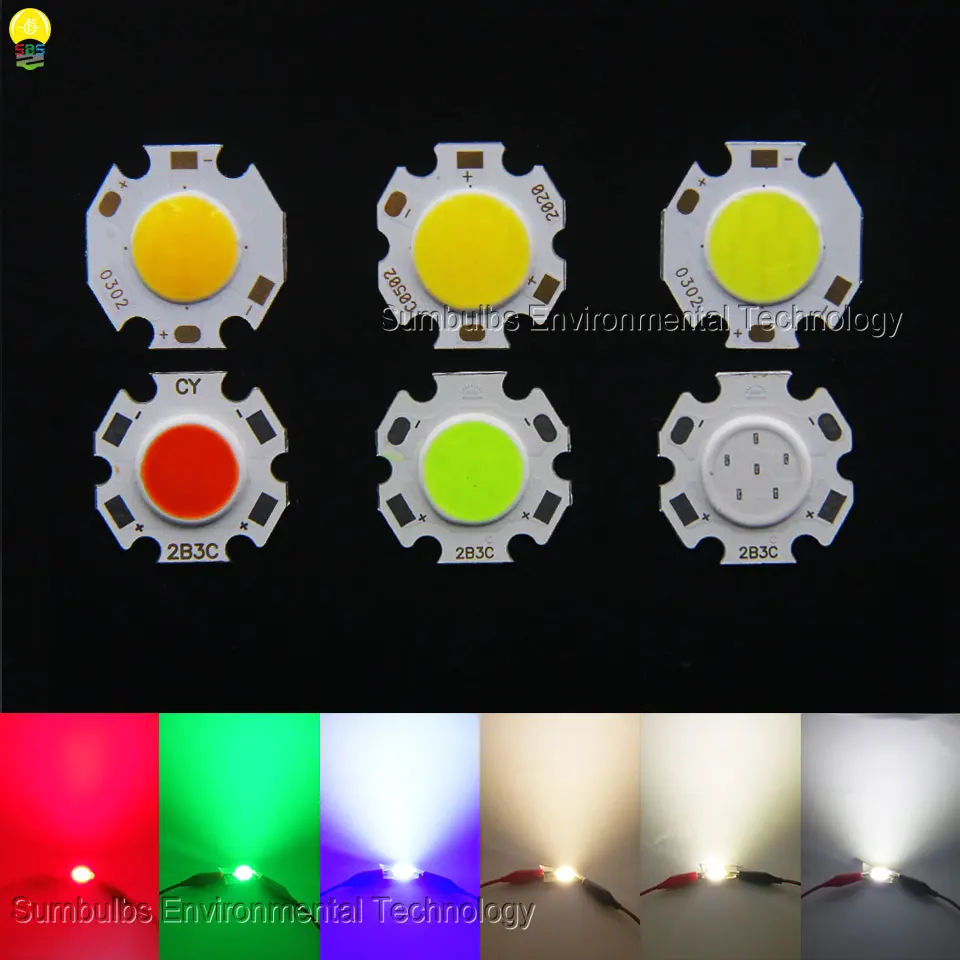 

10PCS 20MM Rounded LED COB Chip On Board Light Source 3W 5W 7W Red Blue Green Warm Nature Cold White for Spotlight Downlight DIY