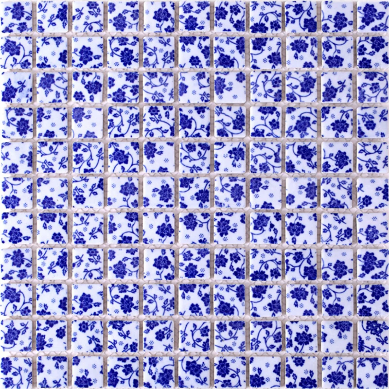 Сине белый цветок Фарфоровая керамическая мозаика Сделай Сам сад кухня backsplash